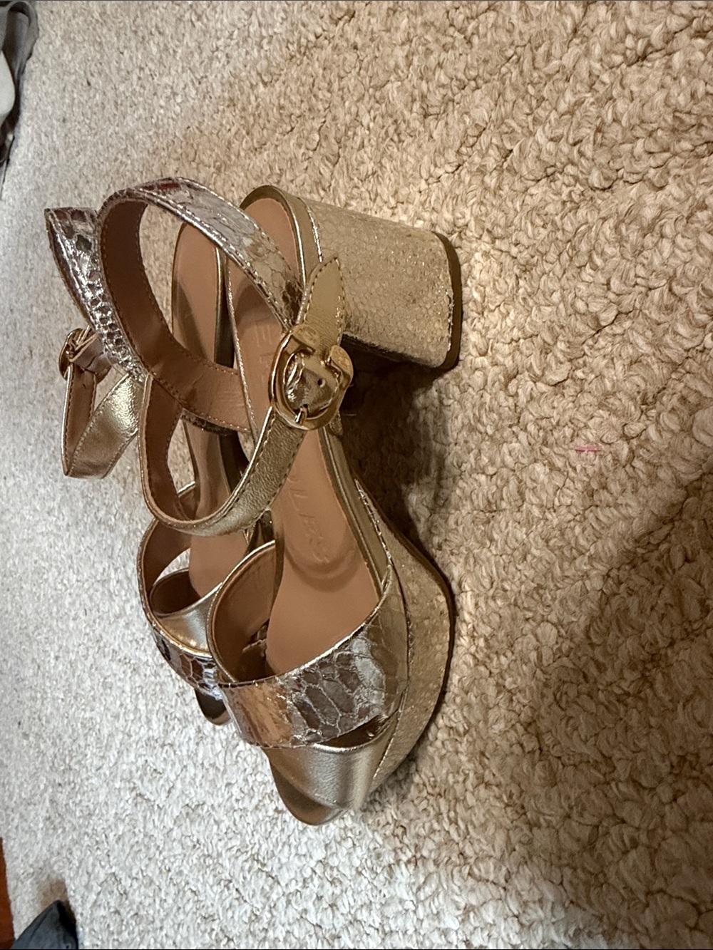 AEROSOLES Metallic Gold Crisscross Slingback Sandals - Picture 2 of 7
